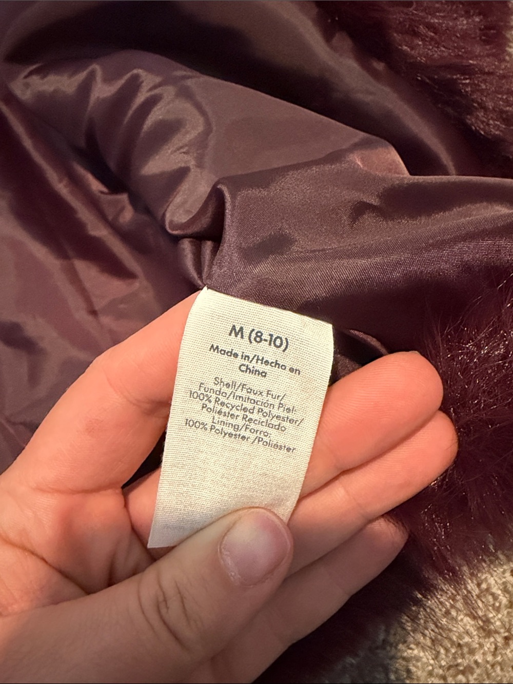 No Boundaries Plush Faux Fur Jacket in Burgundy - Picture 5 of 5